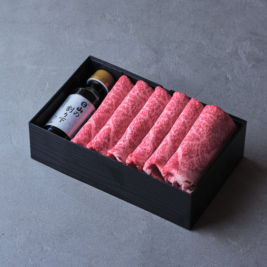 すき焼用:国産黒毛和牛(リブロース)割り下付き【折詰】600g