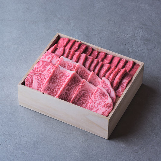 焼肉用セットC:国産黒毛和牛(モモ・バラカルビ・ロース)【折詰】合計900g