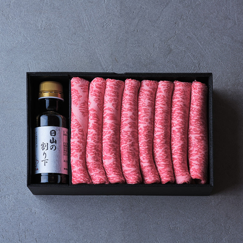 すき焼用:国産黒毛和牛(サーロイン)割り下付き【折詰】600g02