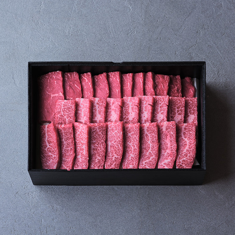 焼肉用セットA:国産黒毛和牛(モモ・バラカルビ)【折詰】合計600g2