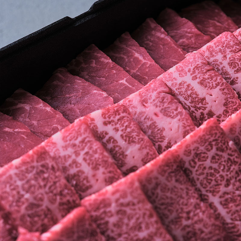 焼肉用セットA:国産黒毛和牛(モモ・バラカルビ)【折詰】合計600g3