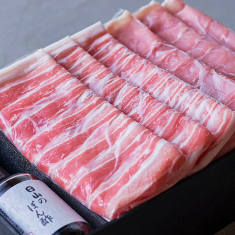 しゃぶしゃぶ用：国産豚（ロース・バラ）日山のぽん酢付き【折詰】600g_3