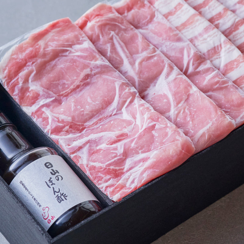 しゃぶしゃぶ用：鹿児島黒豚（ロース・バラ）日山のぽん酢付き【折詰】600g_3
