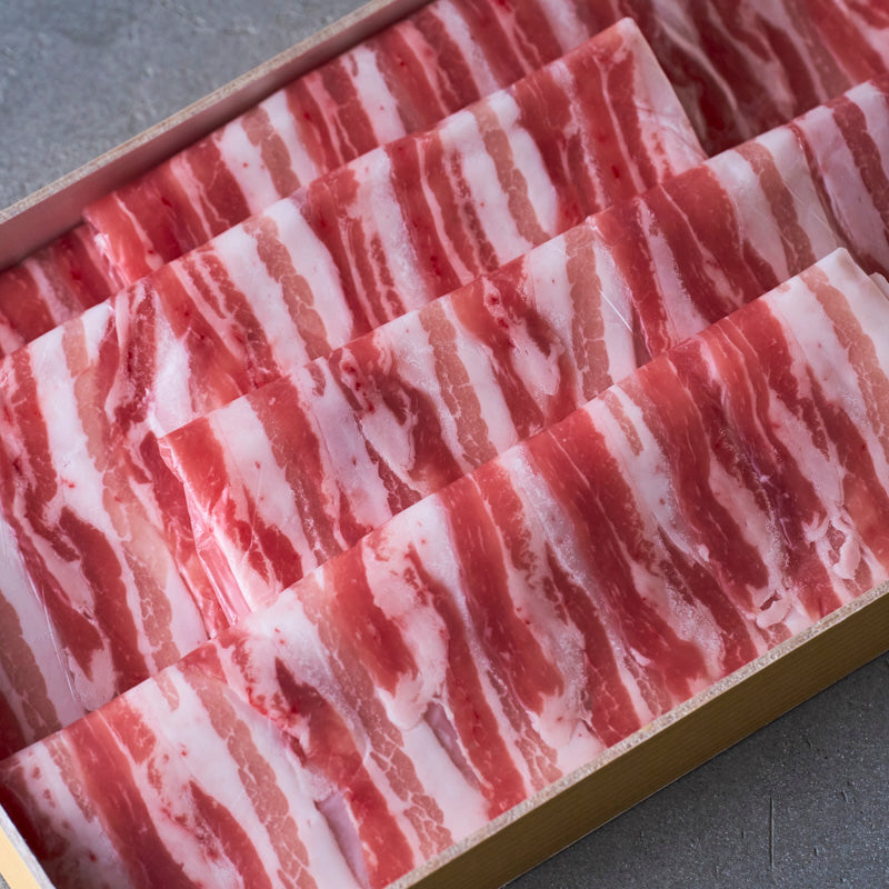 しゃぶしゃぶ用：国産豚（バラ）【折詰】600g | 日山オンライン