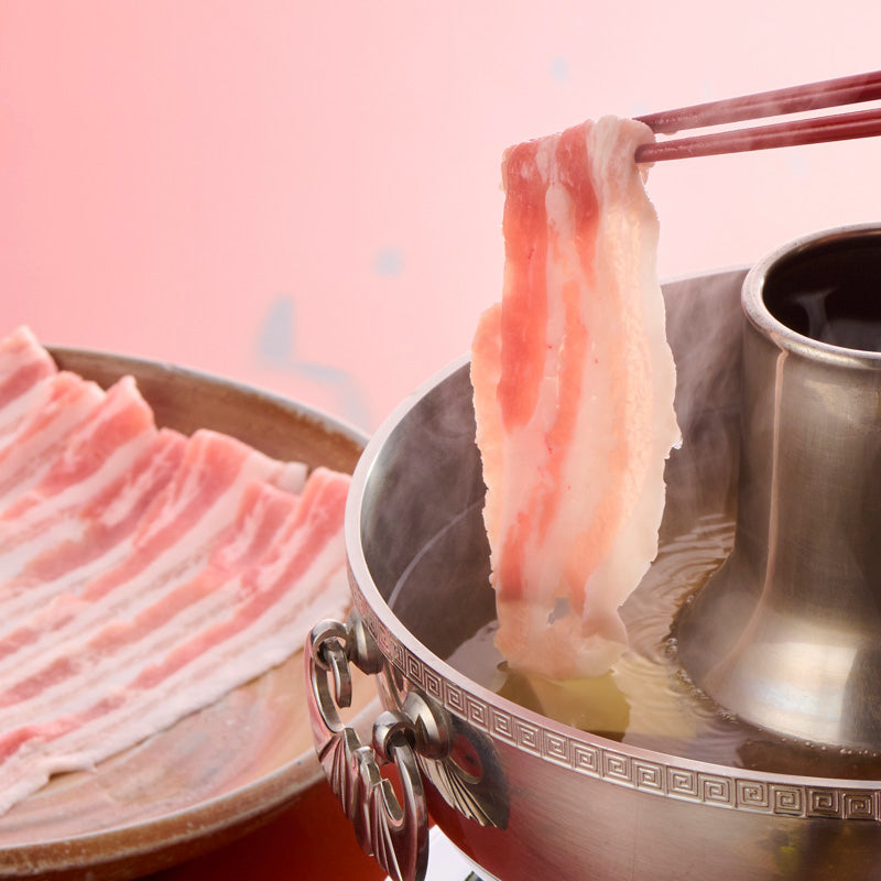 しゃぶしゃぶ用：国産豚（バラ）【折詰】600ｇ調理イメージ