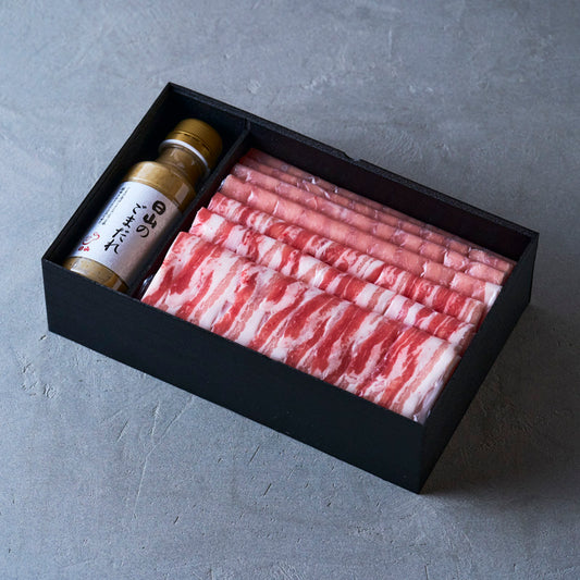 しゃぶしゃぶ用：国産豚（ロース・バラ）日山のごまだれ付き【折詰】600g
